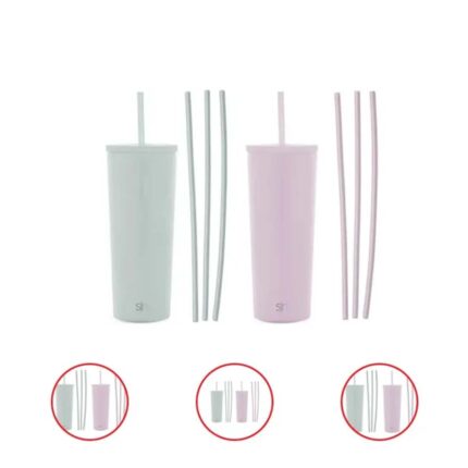 Simple Modern 2pack 24oz Stainless Steel Classic with Six Bonus Straws (Sage & Lavender)