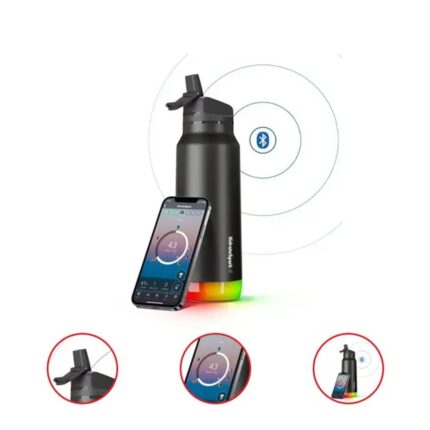 HidrateSpark Pro 32-Ounce Stainless Steel Smart Water Bottle w/ Straw (Black)