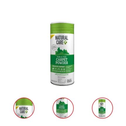 Natural Care Flea & Tick Carpet Powder Safe For Use Around Dogs and Cats 8.1 Ounces