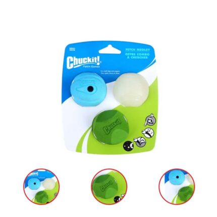 Chuckit Fetch Medley Rubber Dog Toy Balls Small 3 Count