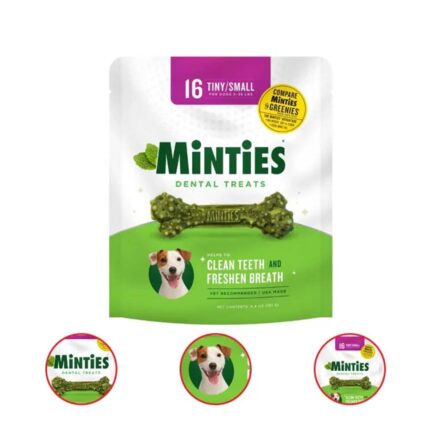 MINTIES Dog Dental Bone Treats Dental Chews for Tiny Small Dogs 5-39 Pound 16 Count (Pack Of 2)