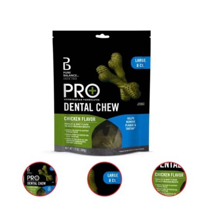 Pure Balance Pro+ Dental Chews for Dogs Chicken Flavor 8 Count Large (Pack Of 2)