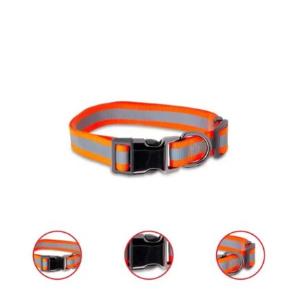 Vibrant Life Metal & Nylon Fashion Dog Collar Orange Large (Pack Of 3)