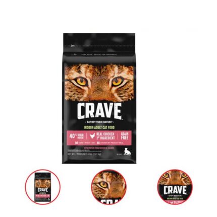 CRAVE Grain Free Indoor Adult Dry Cat Food with Protein from Chicken & Salmon 4 Pound Bag