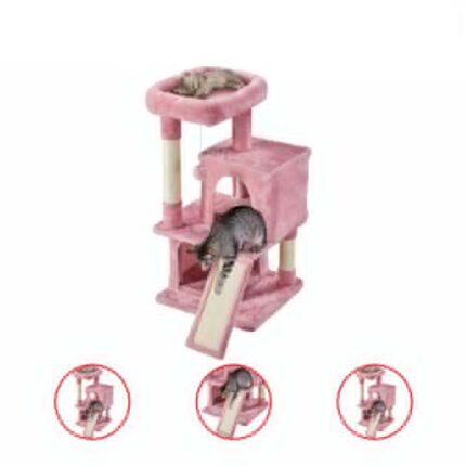 SMILE MART 36 Inches Cat Tree with Condos and Scratching Post Tower Pink