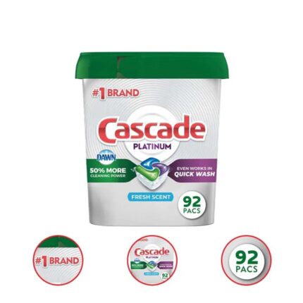 Cascade Platinum ActionPacs Dishwasher Detergent Pods, Fresh Scent (92 ct.)