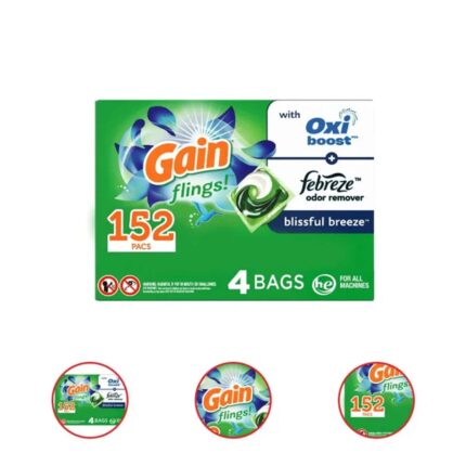 Gain Flings! Liquid Laundry Detergent Pacs, Blissful Breeze Scent (152 ct.)