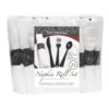 Party Essentials Napkin Roll Bag Set with Black Cutlery