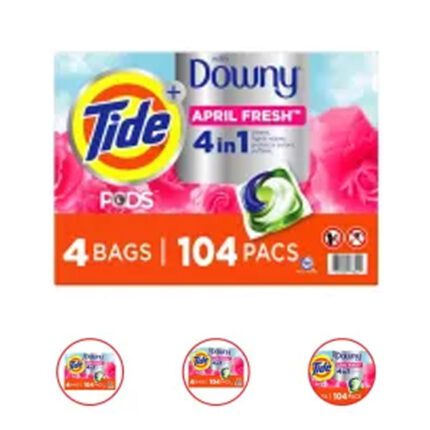 Tide PODS with a Touch of Downy Liquid Laundry Detergent Pacs April Fresh 104 Count