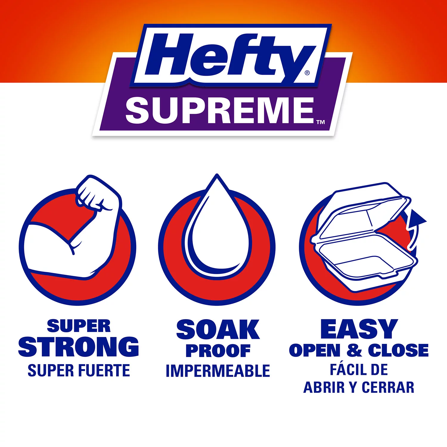 Hefty Supreme Large Sandwich Foam Hinged Lid Containers, 6 (300