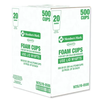 Dart Foam Cups for Hot and Cold Beverages, White (20 oz 500 ct)