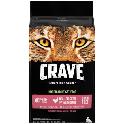 Crave Indoor Adult High-Protein Grain-Free Dry Cat Food, Chicken & Salmon (10 lbs.)