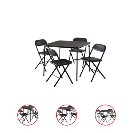 Cosco 5-Piece Card Table Set Sturdy Chairs Home Office Durable Easy Clean Black