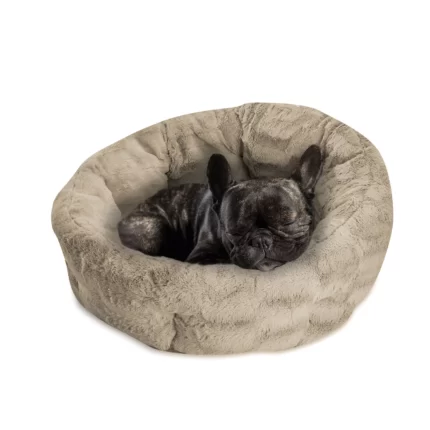 Sleepy Pet Quilted Slumber Oval Round Cuddler, 22" x 22" (Silver Gray)