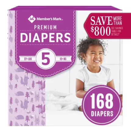 Member's Mark Premium Baby Diapers 5 - 168 ct. (27+ lbs.)