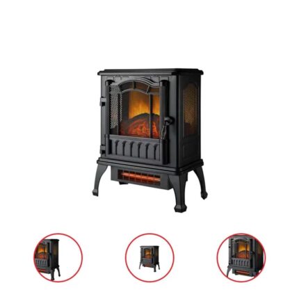 Mainstays Black 1500w 2-Setting 3D Electric Stove Heater with Life like Flame