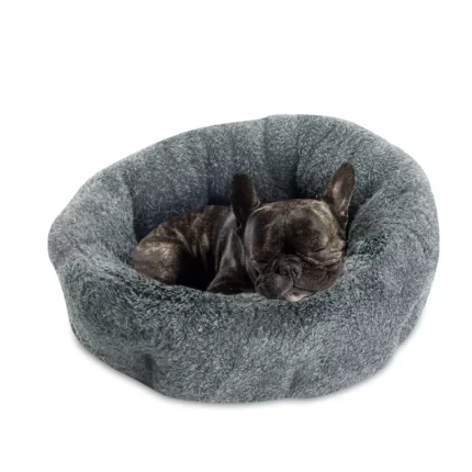 Sleepy Pet Quilted Slumber Oval Round Cuddler, 22" x 22" (Dark Gray)