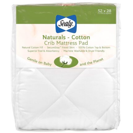 Sealy Baby Naturals Cotton Crib and Toddler Mattress Pad 52" x 28"