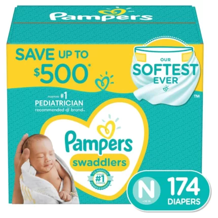 Pampers Swaddlers Softest Ever Diapers Newborn -174 ct. (Less than 10 lb.)
