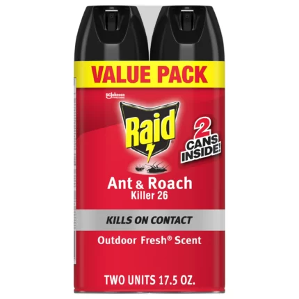 Raid Ant & Roach Killer 26 Outdoor Fresh Scent 20 Ounce 2 Count (Pack of 2)
