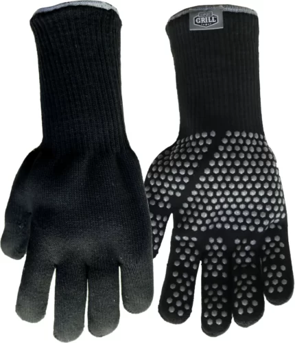 Expert Grill Silicone Dotted Heat Resistant BBQ Gloves Black Color One Size (Pack Of 2)