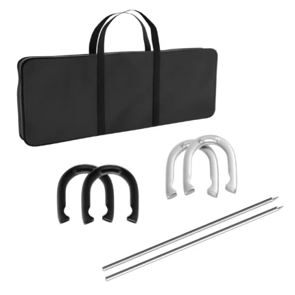 Horseshoe Set Full Outdoor Classic Horse Shoe Game Set with Easy to Carry Case 4 Metal Shoes 2 Poles for Adults and Kids by Trademark Games