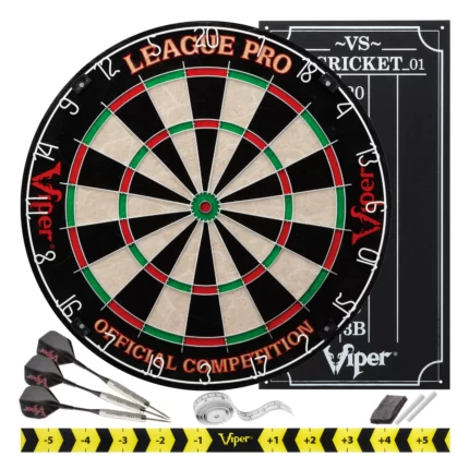 Viper League Pro Regulation Steel Tip Sisal Dartboard Set Full Starter Set