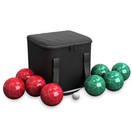 Trademark Games Bocce Ball Set Outdoor Family Bocce Game for Backyard Lawn Beach and More Red and Green Balls Pallino and Equipment Carrying Case by Hey! Play!
