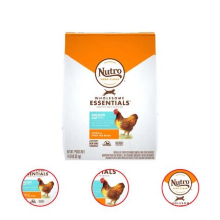 NUTRO WHOLESOME ESSENTIALS Natural Dry Cat Food Indoor Cat Adult Chicken & Brown Rice Recipe 14 Pound Bag