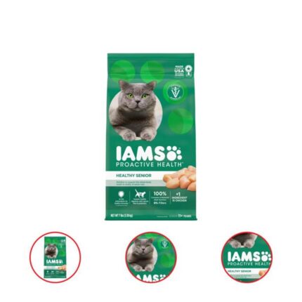 IAMS PROACTIVE HEALTH Healthy Senior Dry Cat Food with Chicken 7 Pound Bag