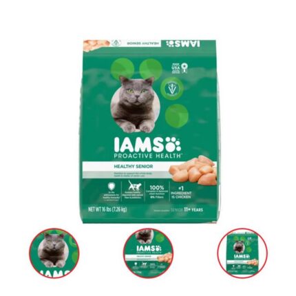 IAMS PROACTIVE HEALTH Healthy Senior Dry Cat Food with Chicken 16 Pound Bag