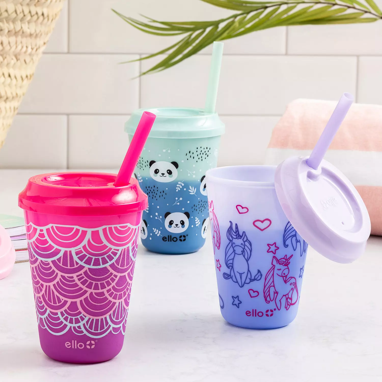 Ello Kids 12-Ounce Color Changing Tumblers with Lids and Straws