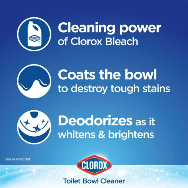 Clorox Toilet Bowl Cleaner Clinging Bleach Gel, Ocean Mist, 24 fl oz, 2 Pack - Image 7