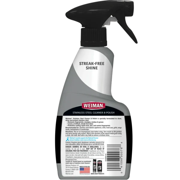 Weiman Stainless Steel Cleaner & Polish Trigger Spray, 12 fl oz - Image 7