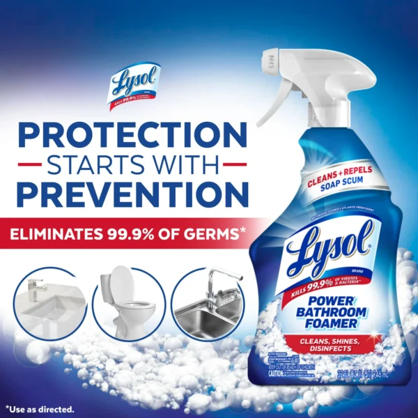 Lysol Power Foaming Cleaning Spray for Bathrooms, Foam Cleaner Bathrooms, Showers, Tubs, 32 fl oz - Image 5