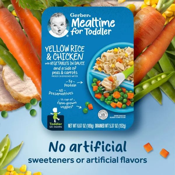 Gerber Toddler Food Baby Food, Yellow Rice & Chicken with Vegetables in Sauce, 6.6 oz - Image 7