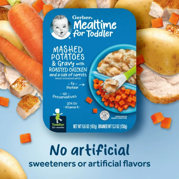 Gerber Mealtime for Toddler, Mashed Potatoes & Gravy with Roasted Chicken & Carrots, 6.6 oz - Image 2