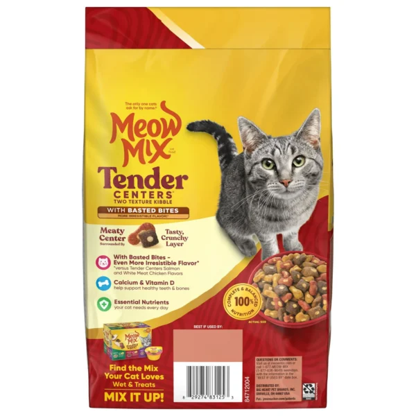 Meow Mix Tender Centers Dry Cat Food with Basted Bites, Beef & Salmon Flavors, 3 Pound Bag - Image 3