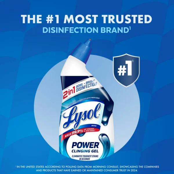 Lysol® Power Toilet Bowl Cleaner Gel, Cleaning, Disinfecting and Stain Removal, 24 oz, 2 Pack - Image 8