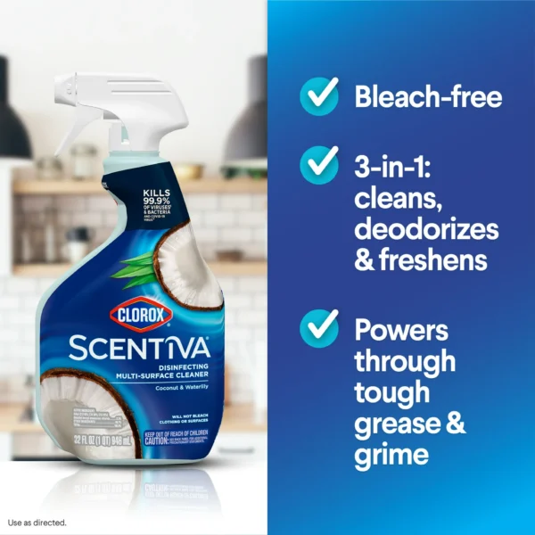 Clorox Scentiva Multi Surface Cleaner, Spray Bottle, Coconut & Waterlily, 32 fl oz - Image 5