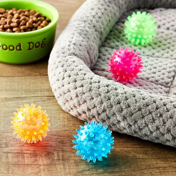 Vibrant Life Fetch Buddy Spiky Ball Fetch Dog Toys, 4-Pack Small, Color May Vary, Chew Level 2 - Image 6