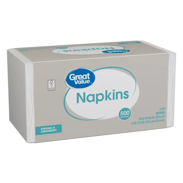 Great Value Disposable Paper Napkins, White, 500 Count - Image 3