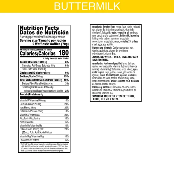 Eggo Buttermilk Waffles, Frozen Breakfast, 12.3 oz 10 Count - Image 5