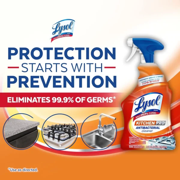 Lysol, Kitchen Pro Antibacterial Cleaner,Spray for Kitchens, No Harsh Chemicals, 22oz (650mL) - Image 4