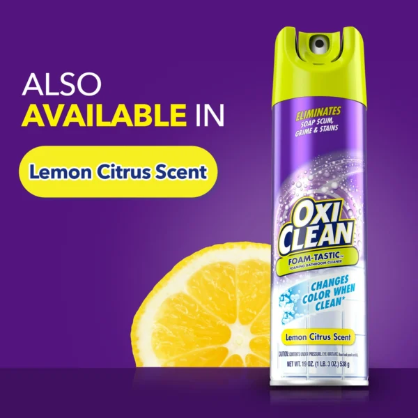 OxiClean Foam-Tastic Foaming Bathroom Cleaner, Removes Soap Scum, Grime & Stains, Fresh Scent, 19 oz - Image 2