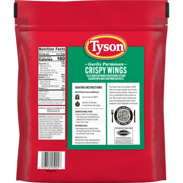 Tyson Garlic Parmesan Crispy Wings, 16 oz (Frozen) - Image 5