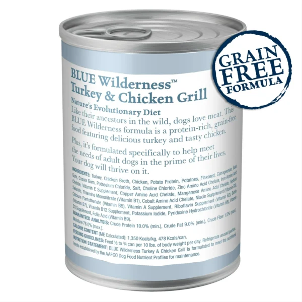 Blue Buffalo Wilderness Adult Wet Dog Food, Turkey & Chicken Grill, 12.5-oz. Can - Image 8