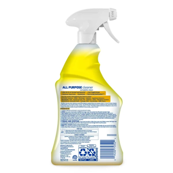 Lysol All-Purpose Cleaner, Sanitizing and Disinfecting Spray, 32 oz Lemon Breeze Scent, Bottle - Image 6