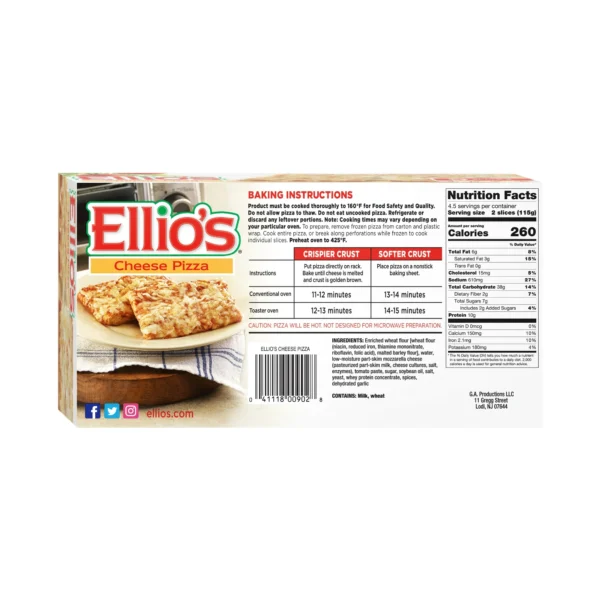 Ellio's Original Crust Cheese Pizza, 100% Real Cheese, 18.3oz, 9 Count, Frozen - Image 4