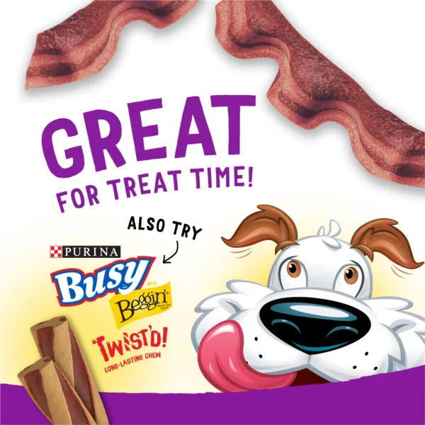 Purina Beggin' Strips Dog Treats with Real Bacon & Beef Flavors Tender Chews, 6 oz Pouch - Image 6